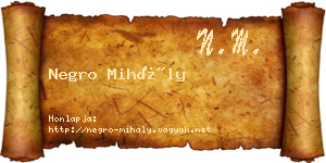 Negro Mihály névjegykártya