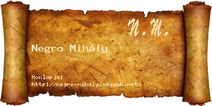 Negro Mihály névjegykártya